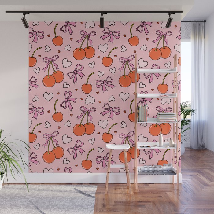 Valentine Cherry Print Wall Mural Gallery Image 1