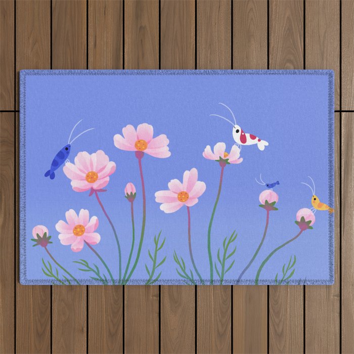 Cosmos and shrimp Outdoor Rug Gallery Image 1