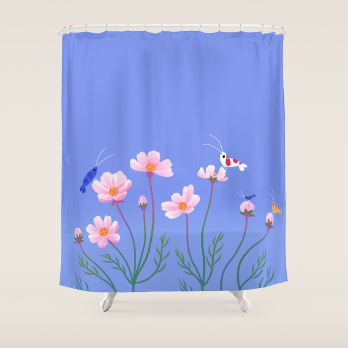 Cosmos and shrimp Shower Curtain Gallery Image 1