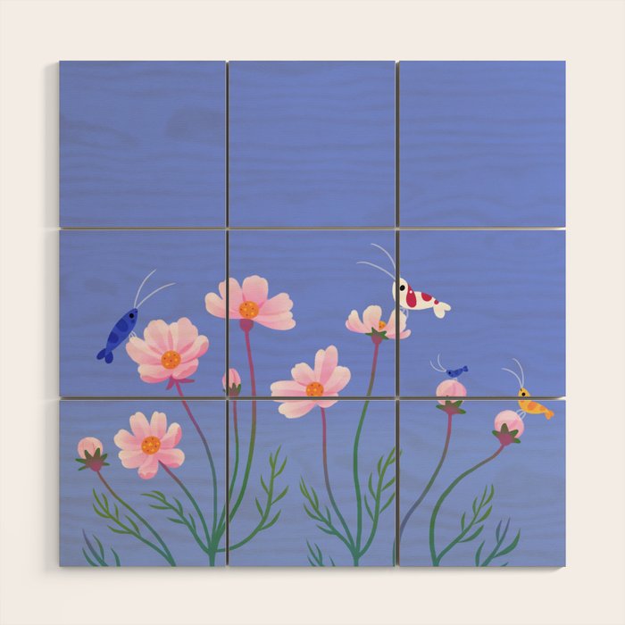 Cosmos and shrimp Wood Wall Art Gallery Image 1