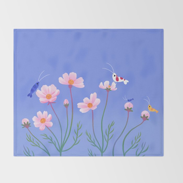 Cosmos and shrimp Throw Blanket Gallery Image 2