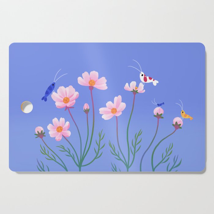 Cosmos and shrimp Cutting Board Gallery Image 1