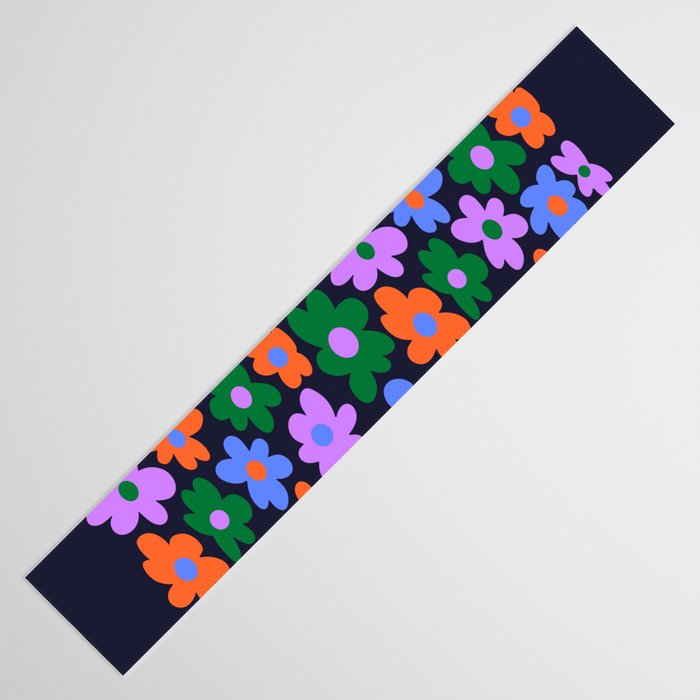 Retro Flowers: Midnight Black Edition Table Runner Gallery Image 3
