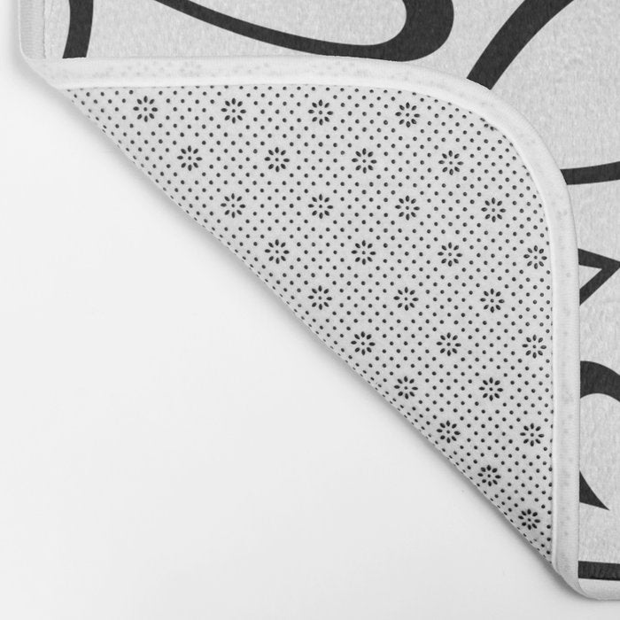 Black and white love heart cartoon pattern Bath Mat Gallery Image 2