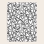 Black and white love heart cartoon pattern Poster Gallery Image 4