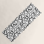 Black and white love heart cartoon pattern Yoga Mat Gallery Image 1