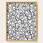 Black and white love heart cartoon pattern Serving Tray Gallery Image 1