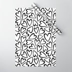 Black and white love heart cartoon pattern Wrapping Paper Gallery Image 1