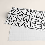 Black and white love heart cartoon pattern Wrapping Paper Gallery Image 2