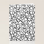 Black and white love heart cartoon pattern Stationery Card Gallery Image 2