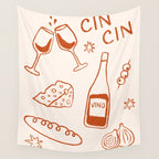 Fancy Dinner. Cheese and Wine Wall Tapestry Gallery Image 4