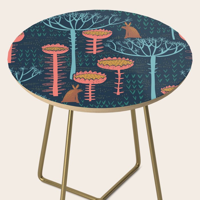 Block print scandinavian blue meadow Side Table Gallery Image 2
