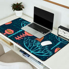 Block print scandinavian blue meadow Desk Mat Gallery Image 2