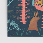 Block print scandinavian blue meadow Poster Gallery Image 3