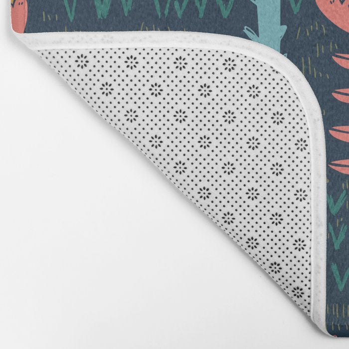 Block print scandinavian blue meadow Bath Mat Gallery Image 2