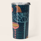 Block print scandinavian blue meadow Travel Mug Gallery Image 2