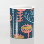 Block print scandinavian blue meadow Coffee Mug Gallery Image 4