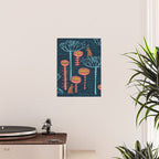 Block print scandinavian blue meadow Poster Gallery Image 2