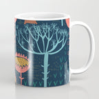 Block print scandinavian blue meadow Coffee Mug Gallery Image 1
