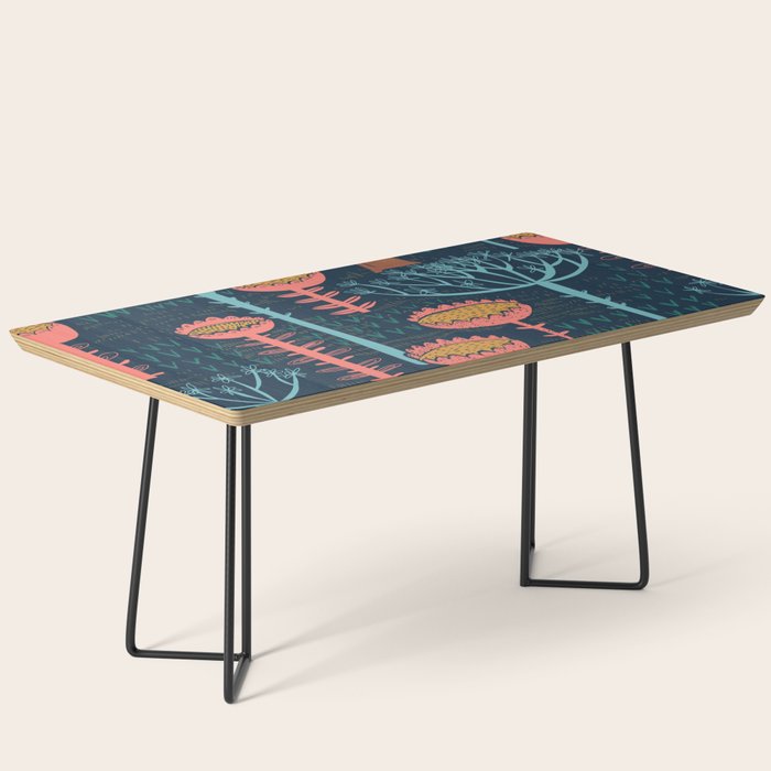 Block print scandinavian blue meadow Coffee Table Gallery Image 1
