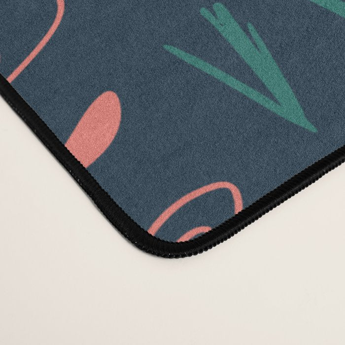 Block print scandinavian blue meadow Desk Mat Gallery Image 4