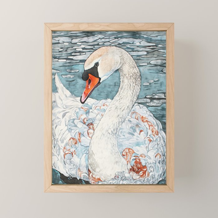 Swan Swimming Watercolor Mini Art Print Gallery Image 1