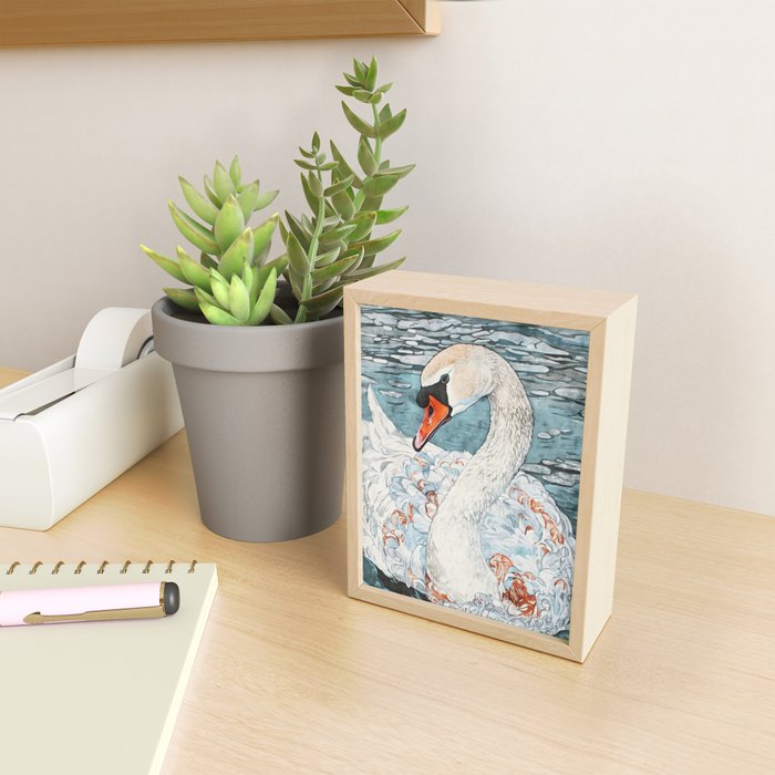 Swan Swimming Watercolor Mini Art Print Gallery Image 2