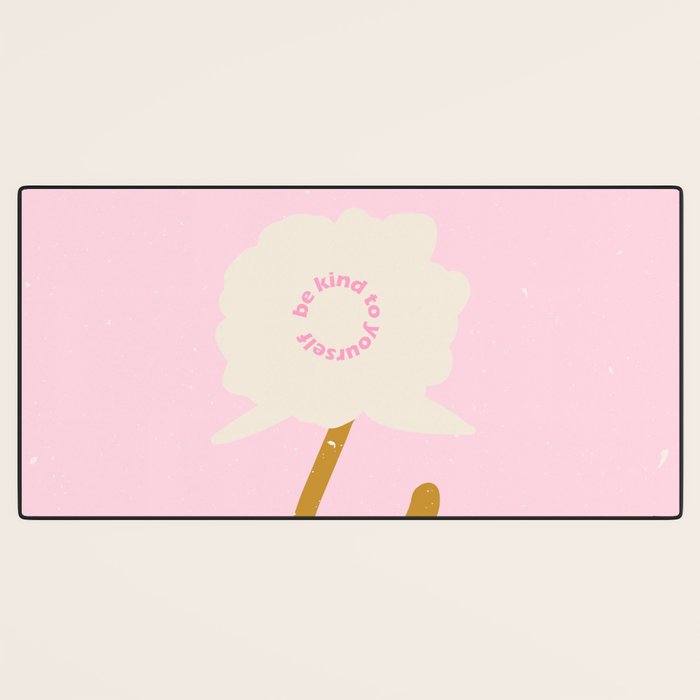 Modern abstract flower and vase. Be kind to yourself quote Desk Mat Gallery Image 3