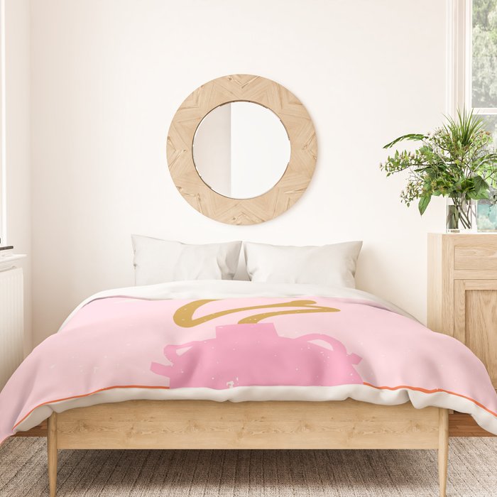 Modern abstract flower and vase. Be kind to yourself quote Duvet Cover Gallery Image 3