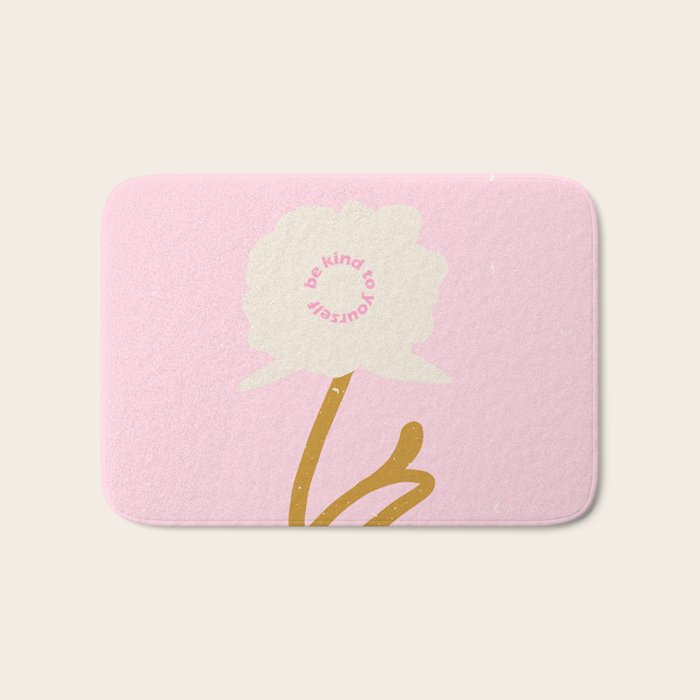 Modern abstract flower and vase. Be kind to yourself quote Bath Mat Gallery Image 1