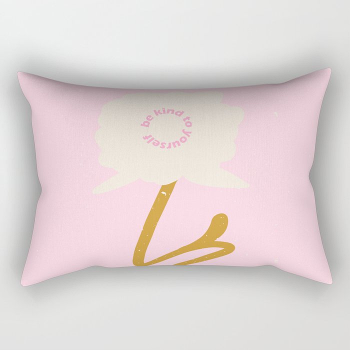Modern abstract flower and vase. Be kind to yourself quote Rectangular Pillow Gallery Image 1