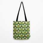 Art Nouveau Pattern 2 Cream Yellow Ochre Sage Green On Dark Blue Tote Bag Gallery Image 2