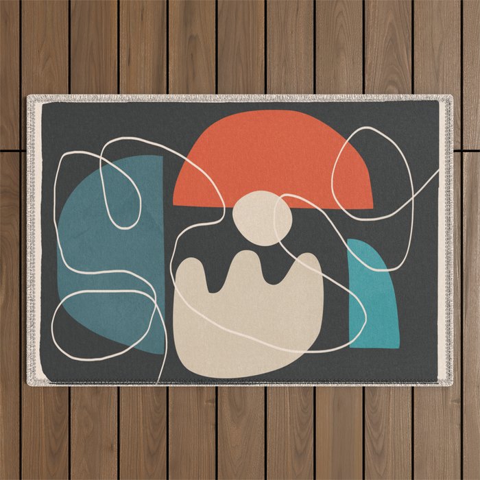 Minimal Colorful Abstract Shapes 8 Outdoor Rug Gallery Image 1
