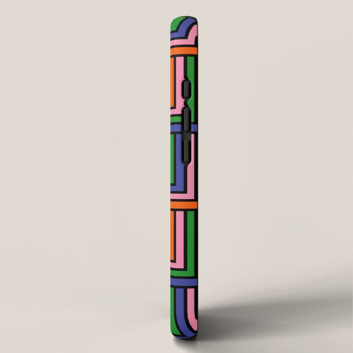 Colorful Retro Geometric Mod Portes Pattern Orange Pink Green Blue iPhone Case Gallery Image 2