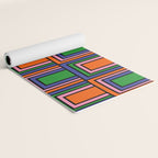 Colorful Retro Geometric Mod Portes Pattern Orange Pink Green Blue Yoga Mat Gallery Image 2