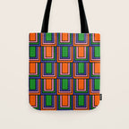 Colorful Retro Geometric Mod Portes Pattern Orange Pink Green Blue Tote Bag Gallery Image 1