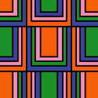 Colorful Retro Geometric Mod Portes Pattern Orange Pink Green Blue Coffee Mug Gallery Image 2