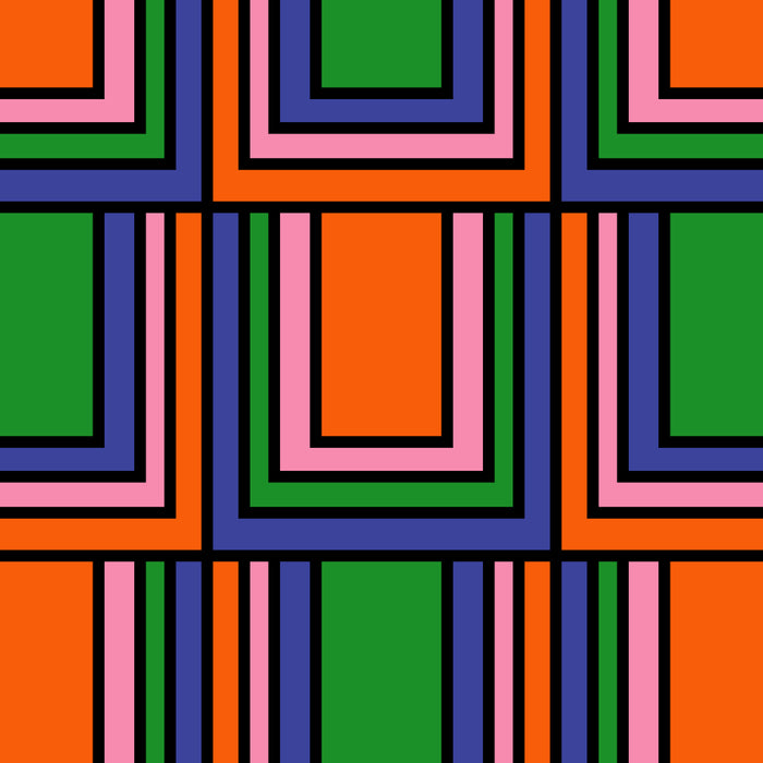 Colorful Retro Geometric Mod Portes Pattern Orange Pink Green Blue Coffee Mug Gallery Image 2