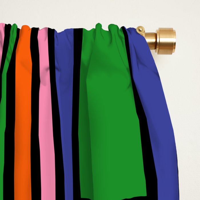 Colorful Retro Geometric Mod Portes Pattern Orange Pink Green Blue Window Curtain Gallery Image 2