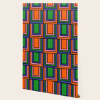 Colorful Retro Geometric Mod Portes Pattern Orange Pink Green Blue Wallpaper Gallery Image 2