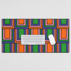 Colorful Retro Geometric Mod Portes Pattern Orange Pink Green Blue Desk Mat Gallery Image 1