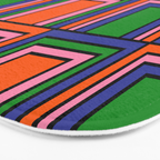 Colorful Retro Geometric Mod Portes Pattern Orange Pink Green Blue Bath Mat Gallery Image 3