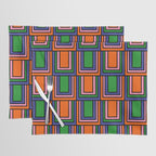 Colorful Retro Geometric Mod Portes Pattern Orange Pink Green Blue Placemat Gallery Image 1