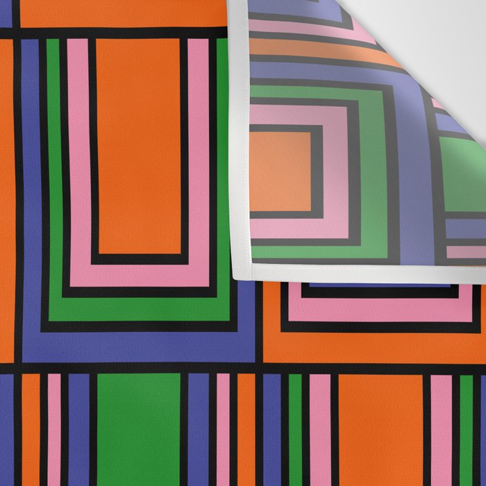 Colorful Retro Geometric Mod Portes Pattern Orange Pink Green Blue Wall Tapestry Gallery Image 3
