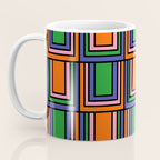 Colorful Retro Geometric Mod Portes Pattern Orange Pink Green Blue Coffee Mug Gallery Image 3