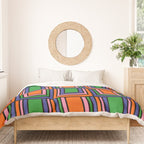 Colorful Retro Geometric Mod Portes Pattern Orange Pink Green Blue Duvet Cover Gallery Image 3