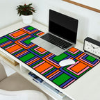 Colorful Retro Geometric Mod Portes Pattern Orange Pink Green Blue Desk Mat Gallery Image 2