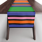 Colorful Retro Geometric Mod Portes Pattern Orange Pink Green Blue Table Runner Gallery Image 1