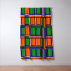 Colorful Retro Geometric Mod Portes Pattern Orange Pink Green Blue Window Curtain Gallery Image 3