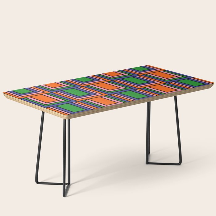 Colorful Retro Geometric Mod Portes Pattern Orange Pink Green Blue Coffee Table Gallery Image 1
